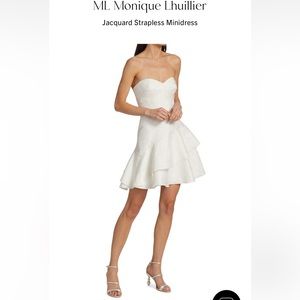 ML MONIQUE LHUILLIER JACQUARD STRAPLESS MINI SIZE 4